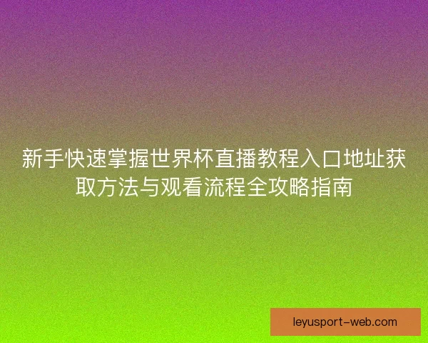 新手快速掌握世界杯直播教程入口地址获取方法与观看流程全攻略指南 新手快速掌握世界杯直播教程入口地址获取方法与观看流程全攻略指南
