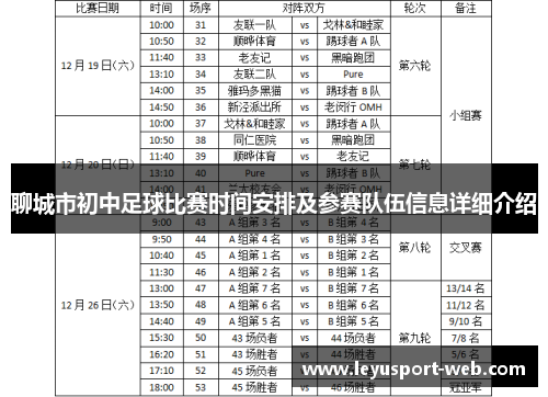 聊城市初中足球比赛时间安排及参赛队伍信息详细介绍